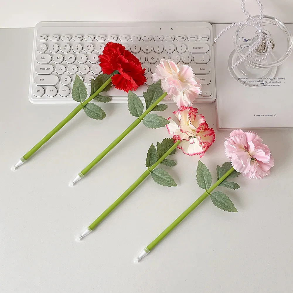 High-value Carnation Simulation Ballpoint Pen Student Simulation Flower Desktop Decoration Ballpoint Pen Wedding Gift Pen display picture 5