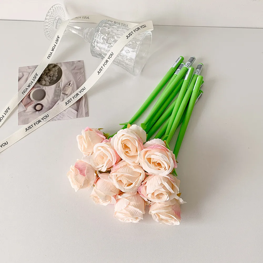 Simulation Flower Creative Gel Pen Student High Color Value Writing Pen Desktop Decoration Rose Ball Pen Wedding Gift Pen display picture 10