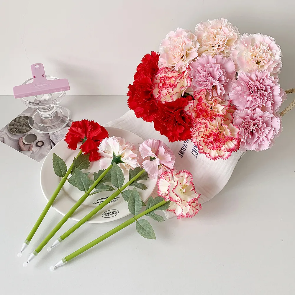 High-value Carnation Simulation Ballpoint Pen Student Simulation Flower Desktop Decoration Ballpoint Pen Wedding Gift Pen display picture 3