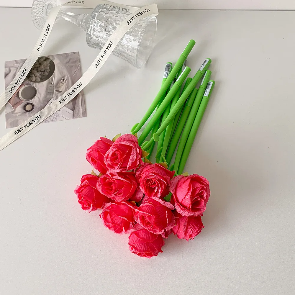 Simulation Flower Creative Gel Pen Student High Color Value Writing Pen Desktop Decoration Rose Ball Pen Wedding Gift Pen display picture 12