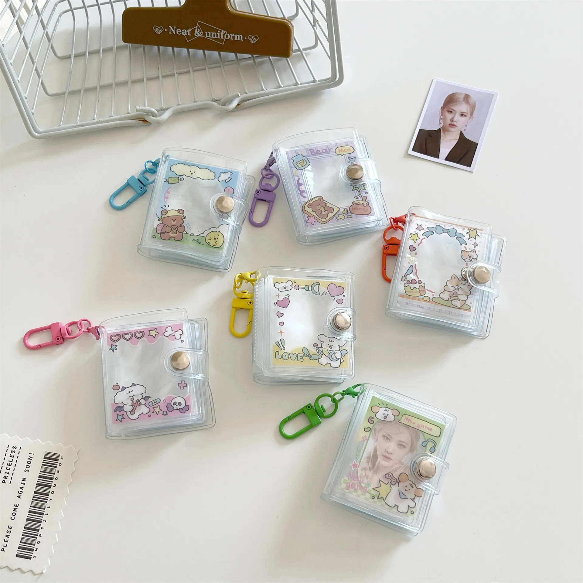 New Style Cartoon Mini Photo Album 2 Inch ID Photo Shapes Storage Book Star Chasing Keychain Hook Pendant Bag display picture 7