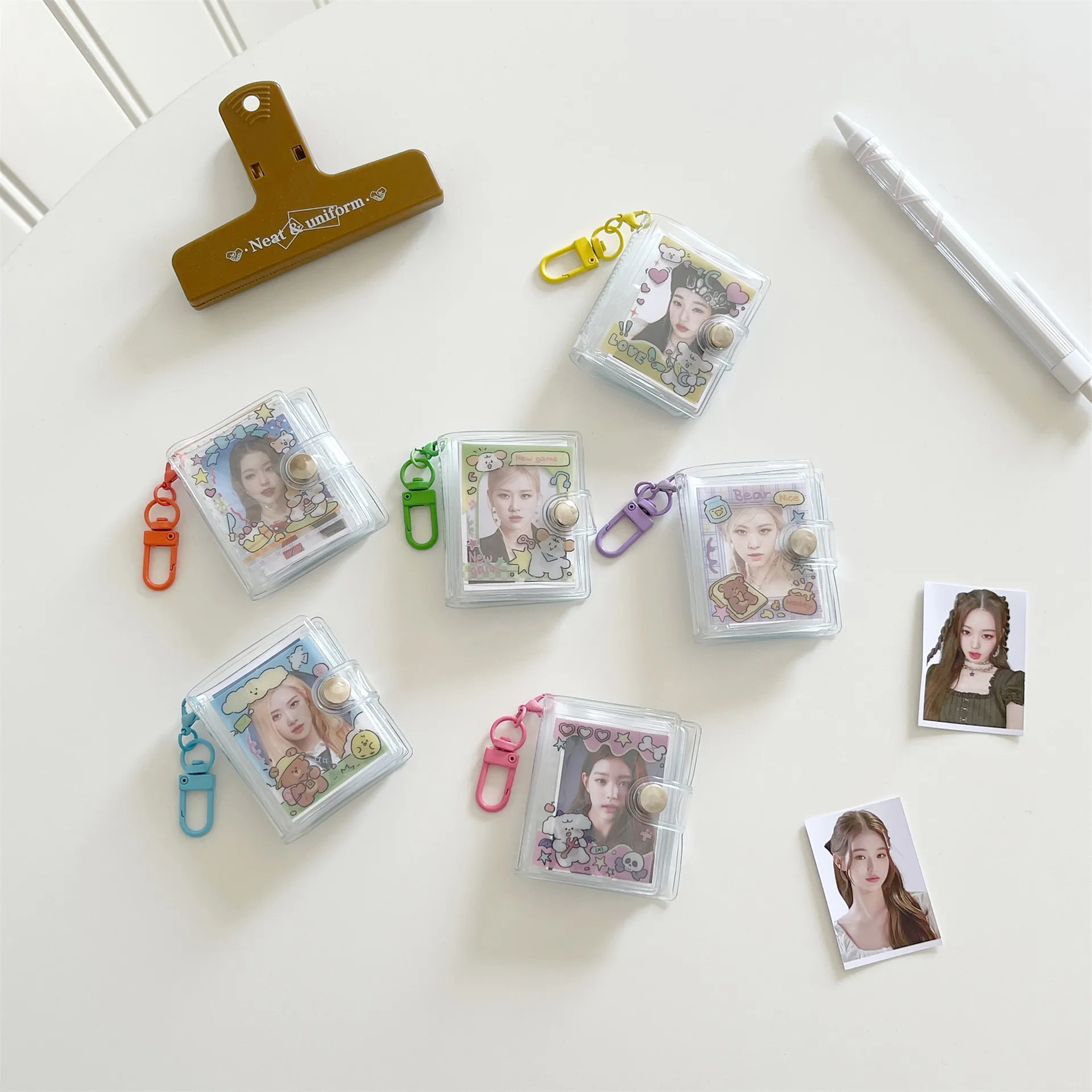 New Style Cartoon Mini Photo Album 2 Inch ID Photo Shapes Storage Book Star Chasing Keychain Hook Pendant Bag display picture 4