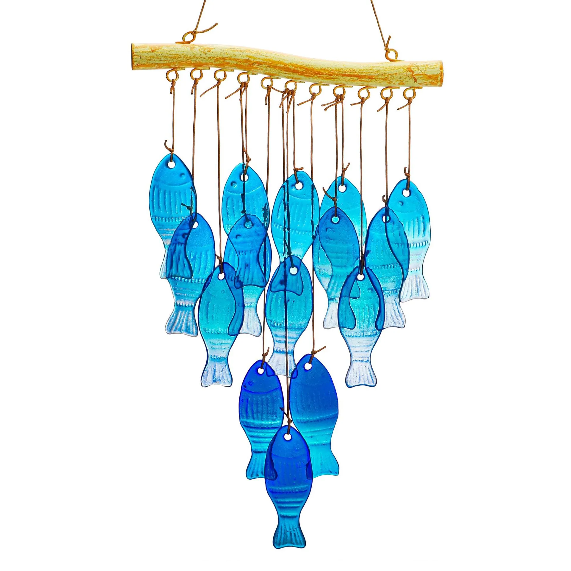 23 Inch Blue Glass Sea Wind Chimes-handmade Fish Shaped Wind Chimes For Outdoor, Beach display picture 7