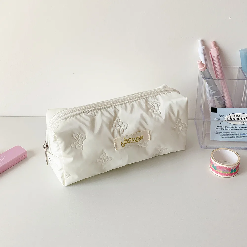 Simple Solid Color Ultrasonic Embossed Pencil Bag High Color Butterfly Student Stationery Storage Bag DIY Material Storage Bag display picture 14