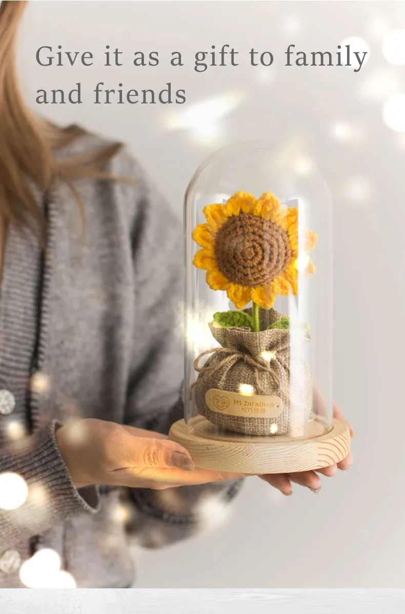 Handmade Crocheted Lucky Bag Small Potted Plants Home Furnishings Woolen Knitted Finished Rose Decoration Simulated Flower Potted Plants display picture 14