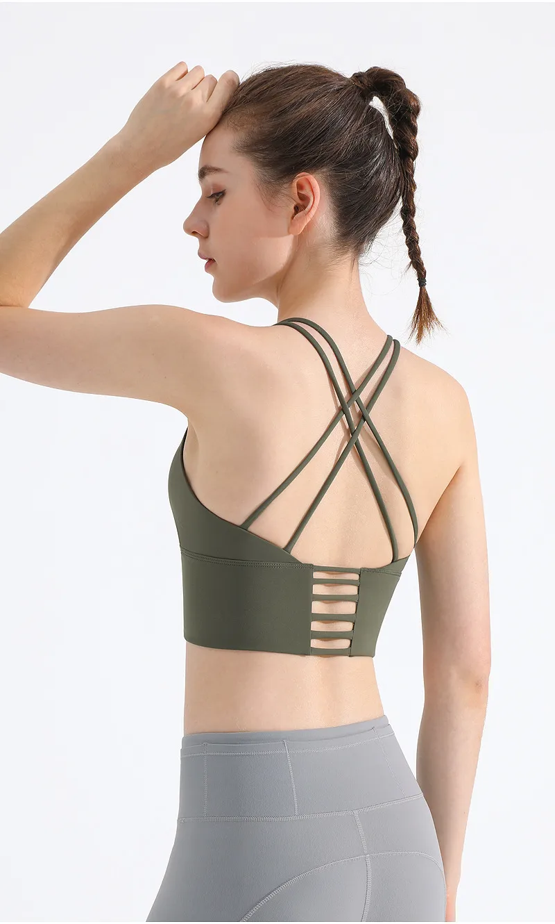 Thin Shoulder Strap Beautiful Back Sports Bra Women's Shockproof Push-up Underwear No Steel Ring Vest Sports Yoga Fitness Outer Wear display picture 8