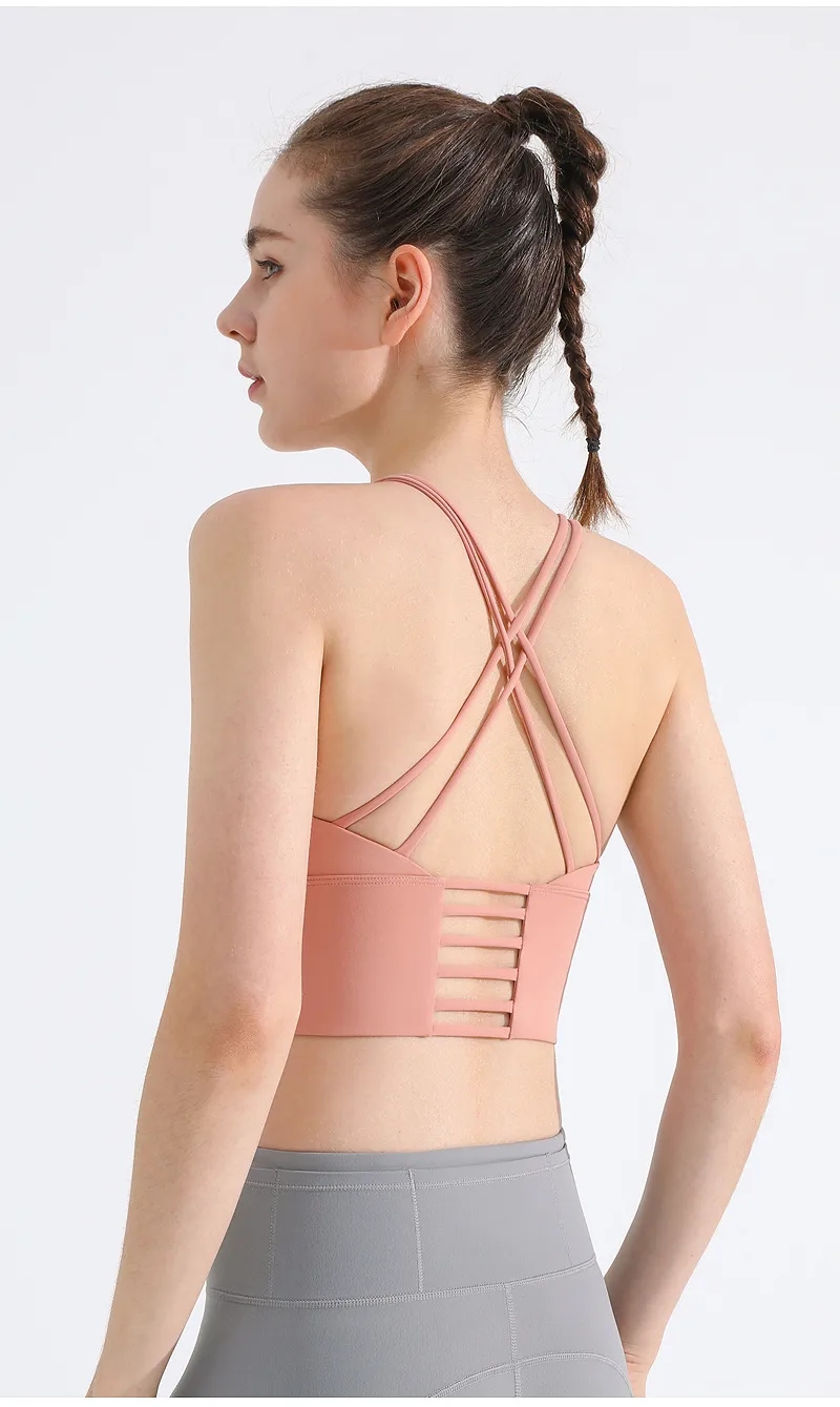 Thin Shoulder Strap Beautiful Back Sports Bra Women's Shockproof Push-up Underwear No Steel Ring Vest Sports Yoga Fitness Outer Wear display picture 11