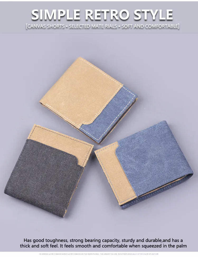 Men's Wallet Men's Short Canvas Wallet Card Holder Men's Wallet Men's  New Wallet Men display picture 1