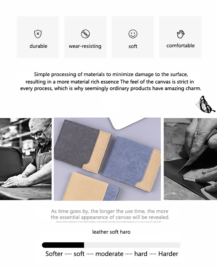 Men's Wallet Men's Short Canvas Wallet Card Holder Men's Wallet Men's  New Wallet Men display picture 2
