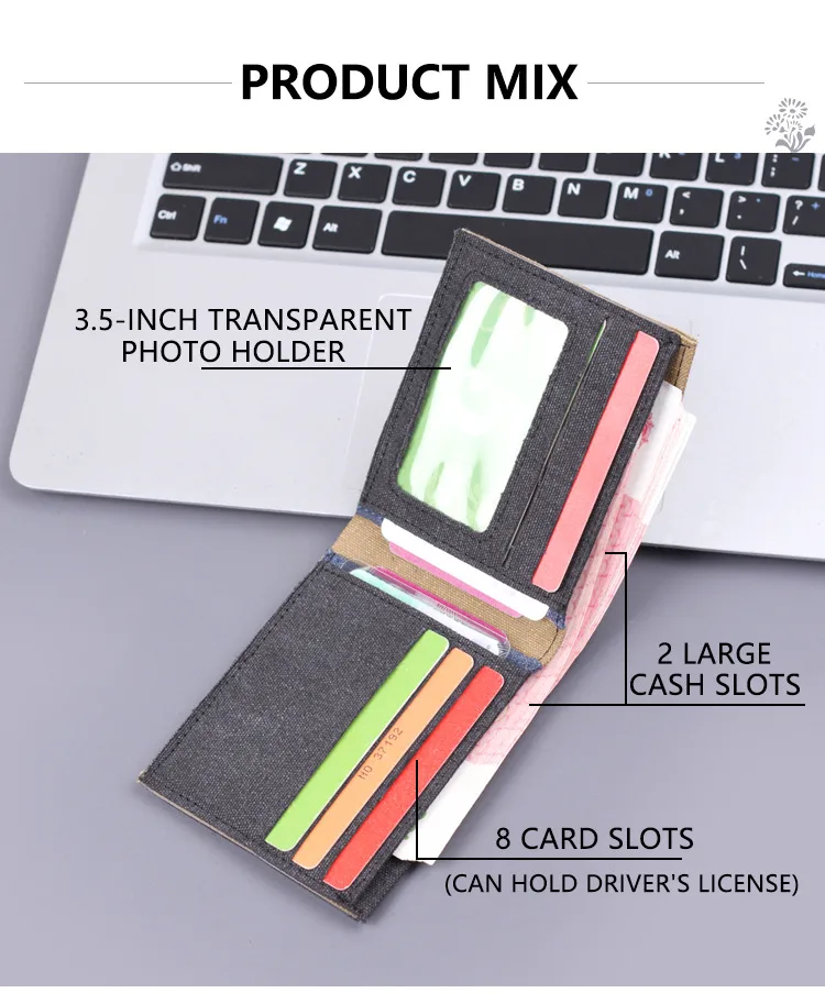 Men's Wallet Men's Short Canvas Wallet Card Holder Men's Wallet Men's  New Wallet Men display picture 4