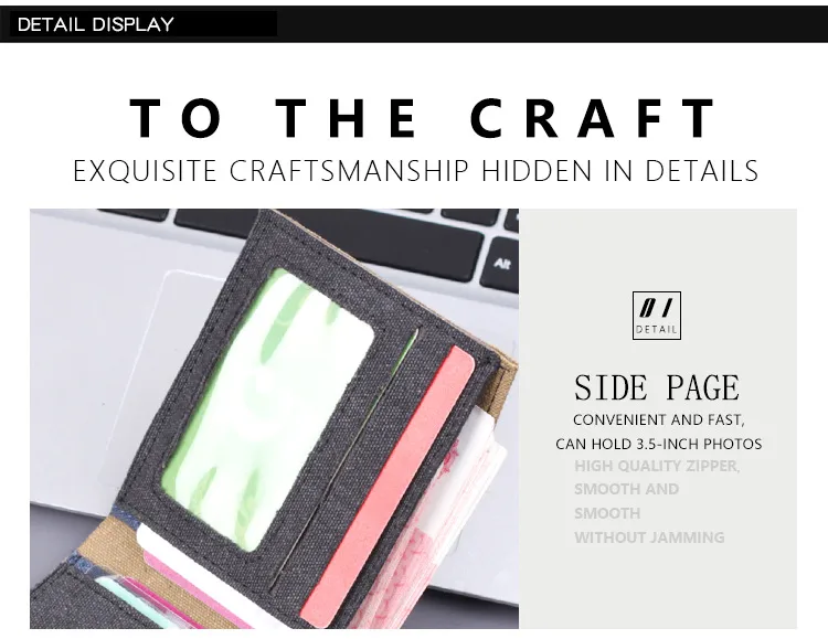 Men's Wallet Men's Short Canvas Wallet Card Holder Men's Wallet Men's  New Wallet Men display picture 14