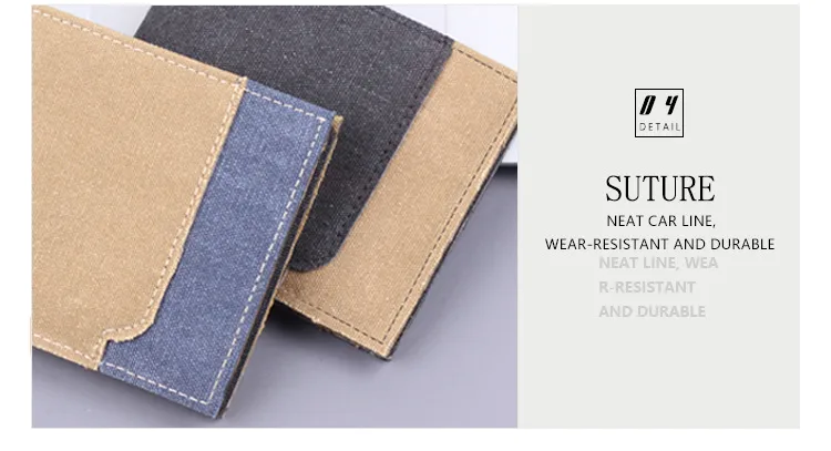 Men's Wallet Men's Short Canvas Wallet Card Holder Men's Wallet Men's  New Wallet Men display picture 17