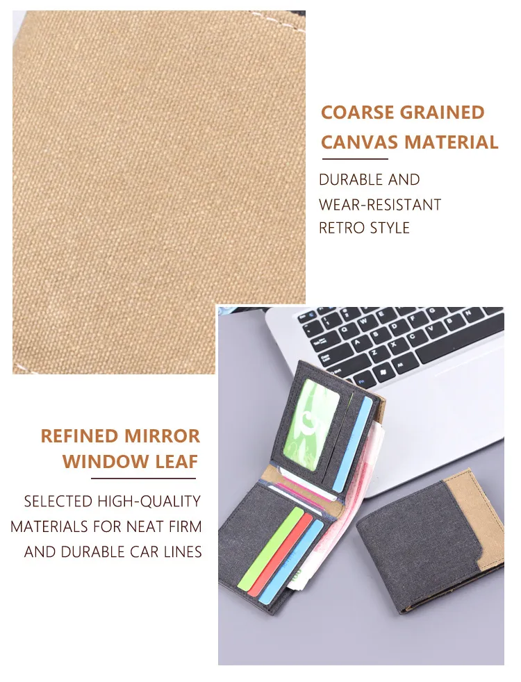 Men's Wallet Men's Short Canvas Wallet Card Holder Men's Wallet Men's  New Wallet Men display picture 18