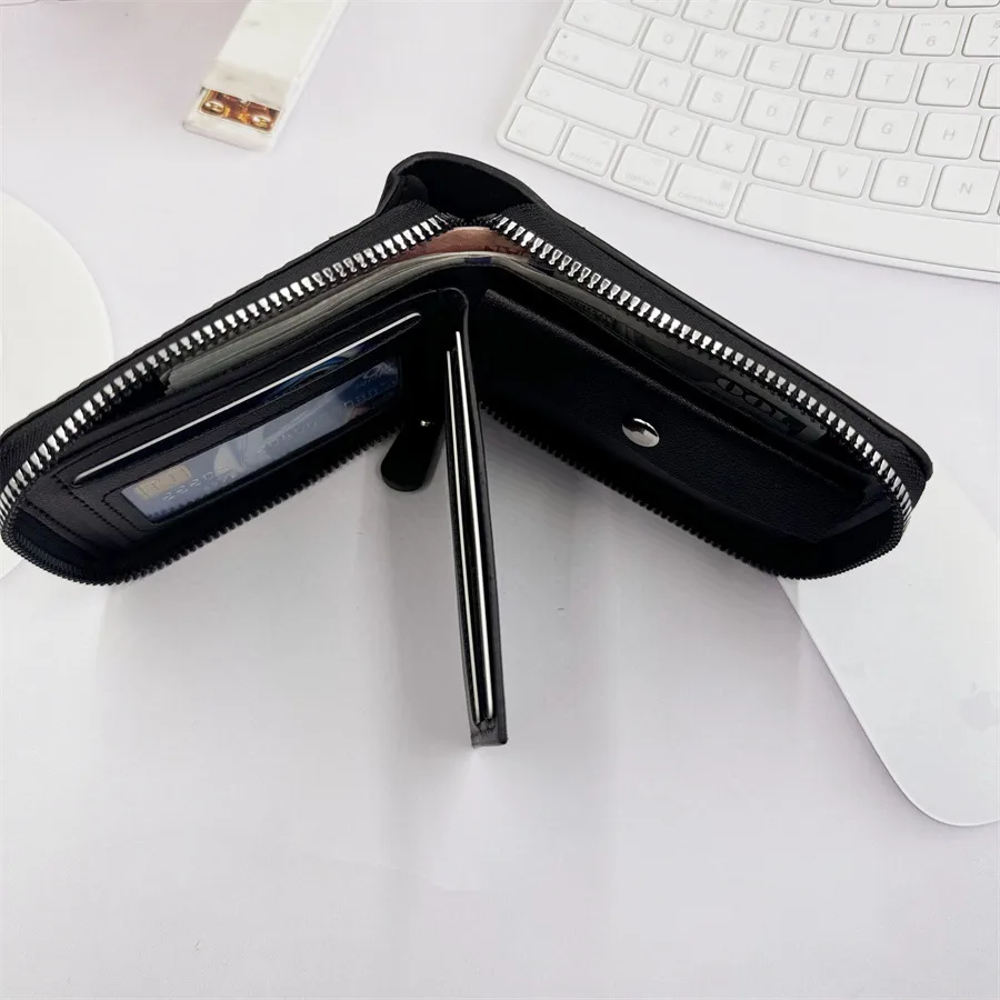New  Wallet Men's Short Horizontal Zipper Wallet 20% Fold Coin Wallet Woven Pattern Stitching Wallet display picture 9