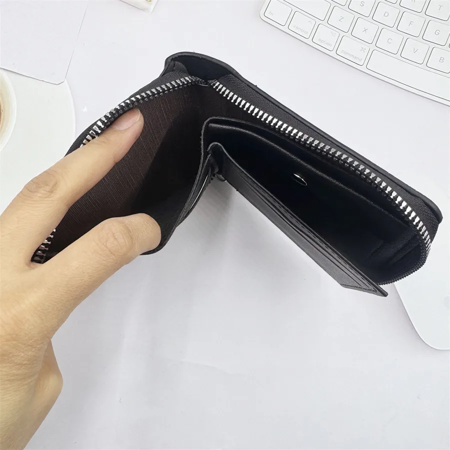 New  Wallet Men's Short Horizontal Zipper Wallet 20% Fold Coin Wallet Woven Pattern Stitching Wallet display picture 8