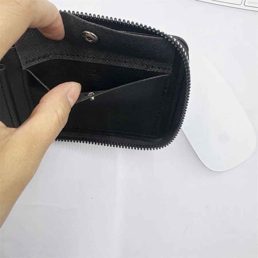 New  Wallet Men's Short Horizontal Zipper Wallet 20% Fold Coin Wallet Woven Pattern Stitching Wallet display picture 12