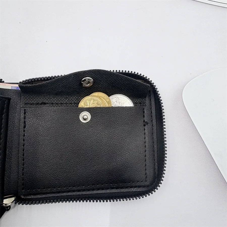 New  Wallet Men's Short Horizontal Zipper Wallet 20% Fold Coin Wallet Woven Pattern Stitching Wallet display picture 13