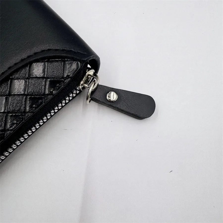 New  Wallet Men's Short Horizontal Zipper Wallet 20% Fold Coin Wallet Woven Pattern Stitching Wallet display picture 14