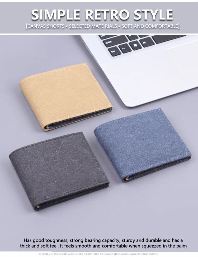Short Canvas Wallet Men's Foreign Trade Hot Sale New Wallet Man Men's Wallet 9 Card Men's Wallet display picture 1