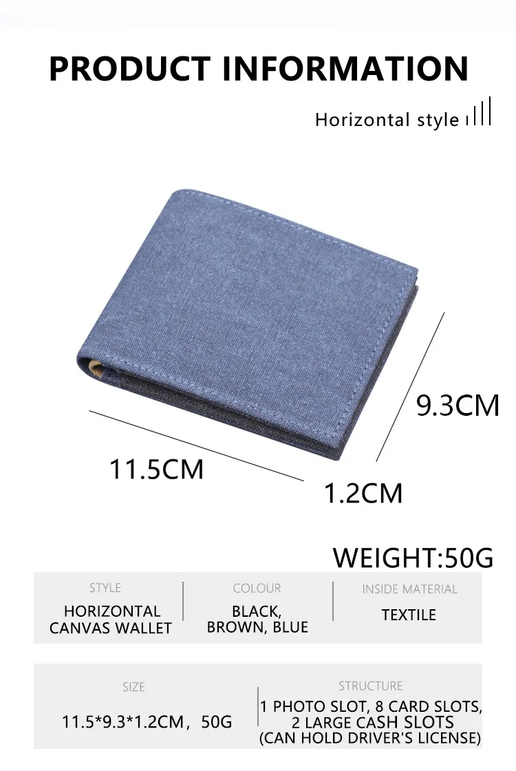 Short Canvas Wallet Men's Foreign Trade Hot Sale New Wallet Man Men's Wallet 9 Card Men's Wallet display picture 3