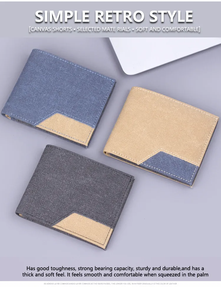 Canvas Men's Short Wallet Denim Men's Wallet Men's 20% Discount 9 Card Holder Men's Wallet Multi Card Holder New display picture 1