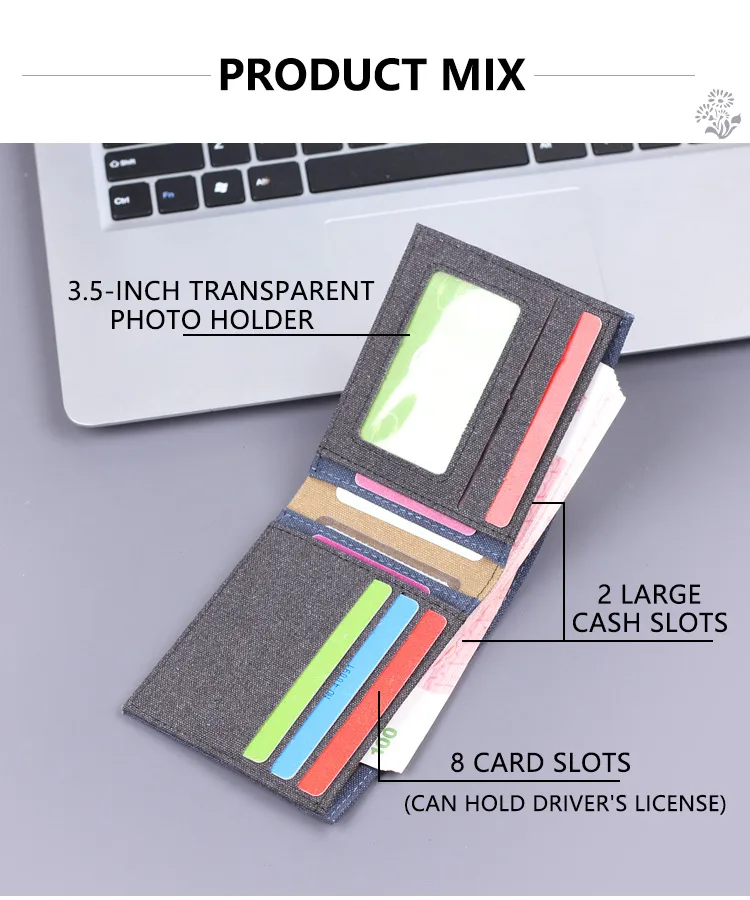 Canvas Men's Short Wallet Denim Men's Wallet Men's 20% Discount 9 Card Holder Men's Wallet Multi Card Holder New display picture 4
