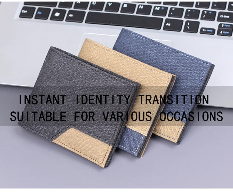 Canvas Men's Short Wallet Denim Men's Wallet Men's 20% Discount 9 Card Holder Men's Wallet Multi Card Holder New display picture 6