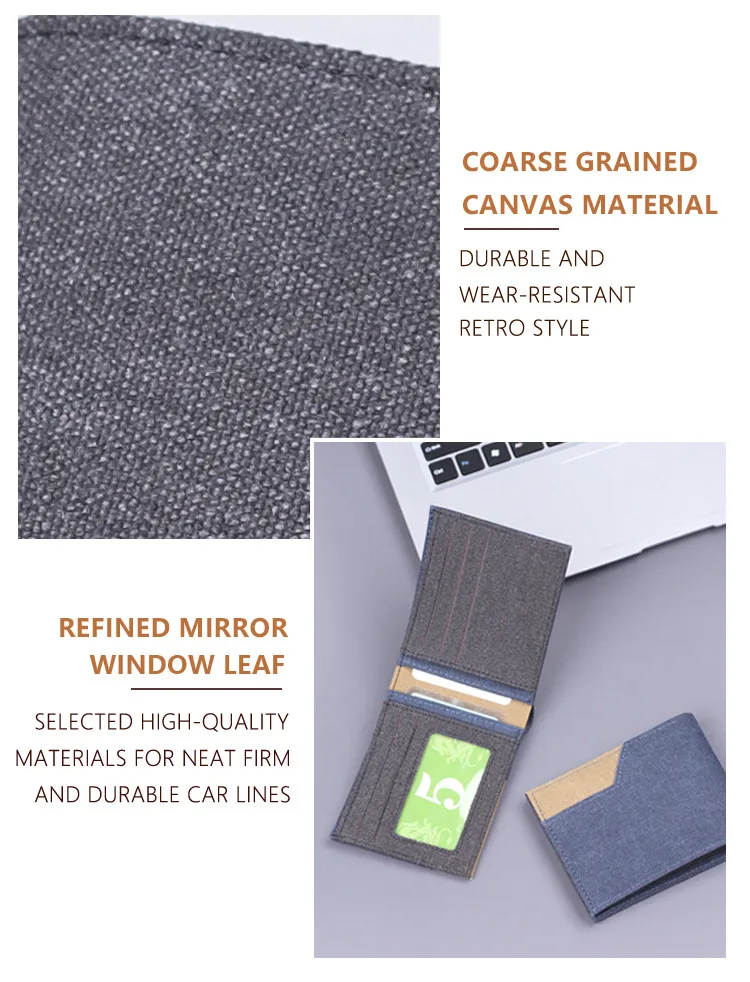 Canvas Men's Short Wallet Denim Men's Wallet Men's 20% Discount 9 Card Holder Men's Wallet Multi Card Holder New display picture 18