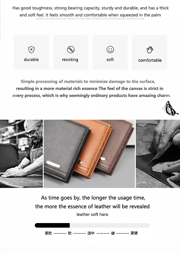 Men's Short Wallet Men's Card Holder One Men's Wallet Horizontal Dollar Bag Ultra-thin Soft Leather New Wallet display picture 2