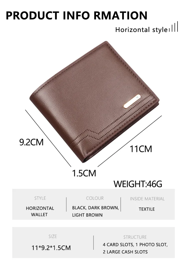 Men's Short Wallet Men's Card Holder One Men's Wallet Horizontal Dollar Bag Ultra-thin Soft Leather New Wallet display picture 3