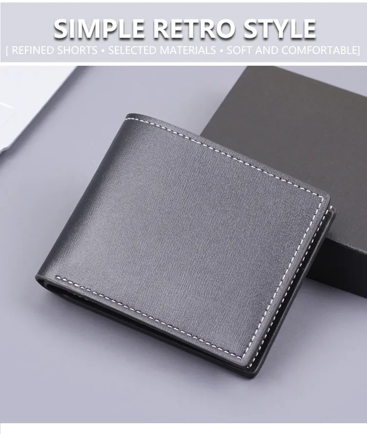 Men's Wallet Men's Card Holder One-piece Short Wallet Men's Wallet Men's 20% Folding Wallet Man  Wallet display picture 1