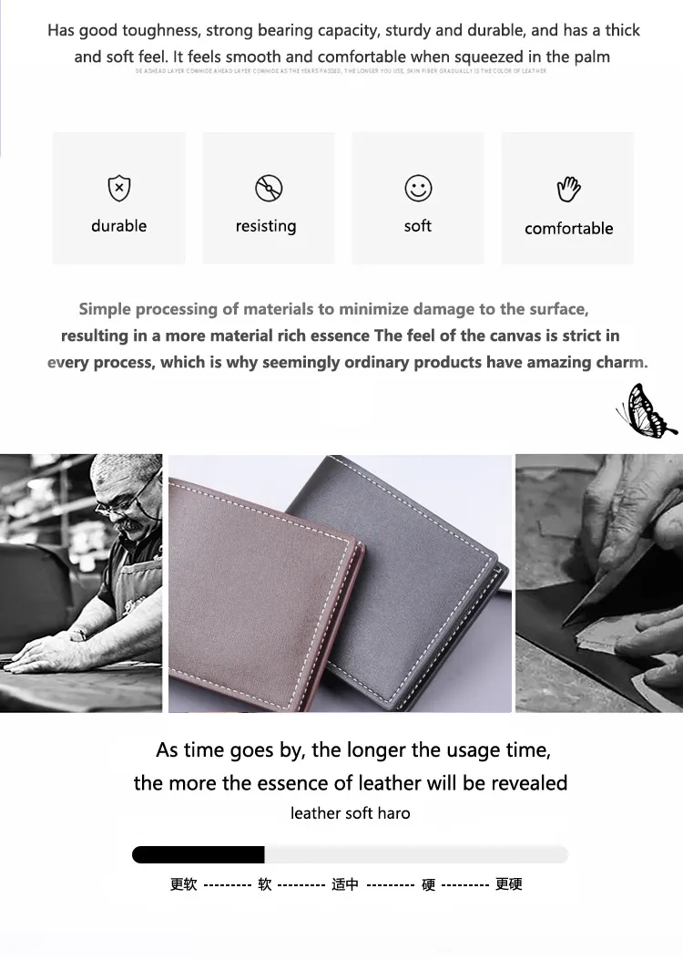 Men's Wallet Men's Card Holder One-piece Short Wallet Men's Wallet Men's 20% Folding Wallet Man  Wallet display picture 2