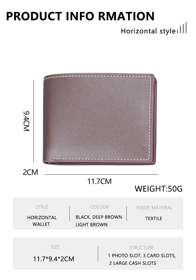 Men's Wallet Men's Card Holder One-piece Short Wallet Men's Wallet Men's 20% Folding Wallet Man  Wallet display picture 3