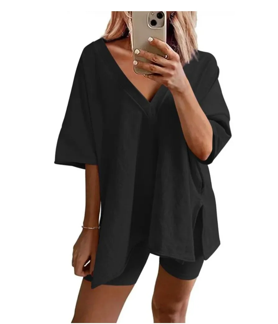 Sportswear  New  Fashion Short-sleeved T-shirt Women's Casual Two-piece High Waist Slimming Shorts display picture 1