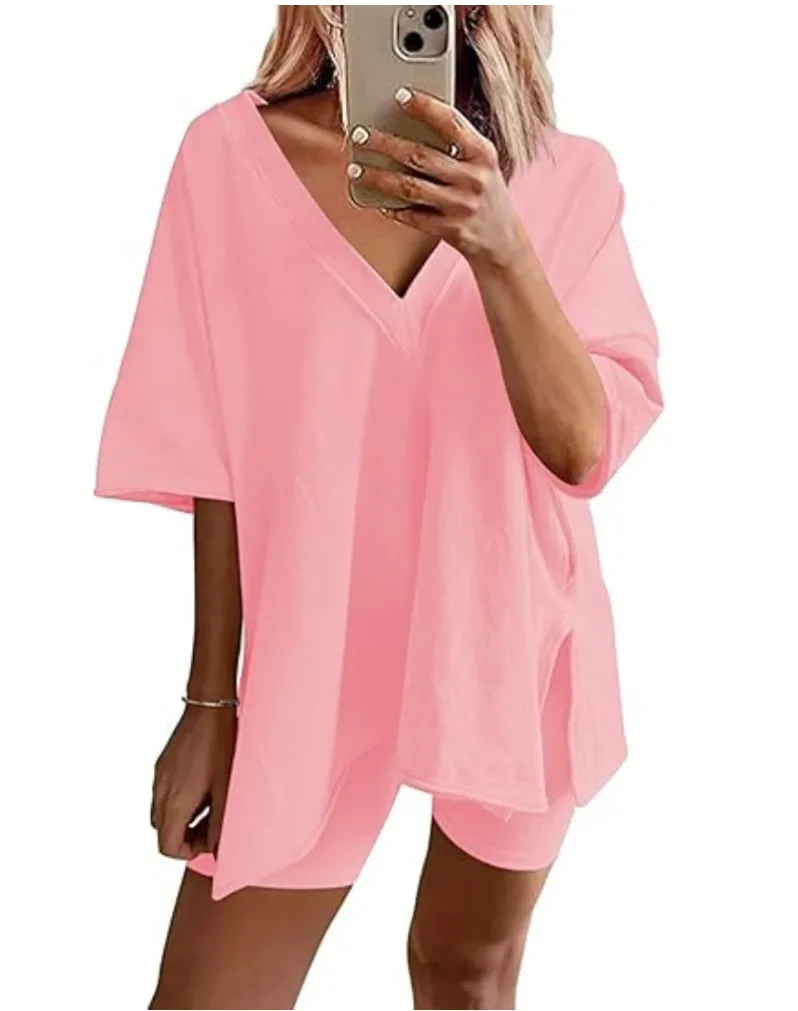 Sportswear  New  Fashion Short-sleeved T-shirt Women's Casual Two-piece High Waist Slimming Shorts display picture 3