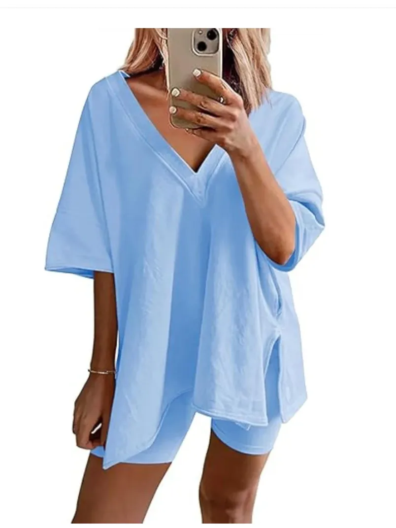 Sportswear  New  Fashion Short-sleeved T-shirt Women's Casual Two-piece High Waist Slimming Shorts display picture 4