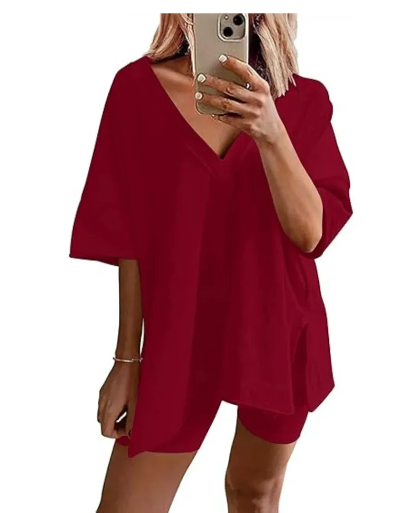 Sportswear  New  Fashion Short-sleeved T-shirt Women's Casual Two-piece High Waist Slimming Shorts display picture 5
