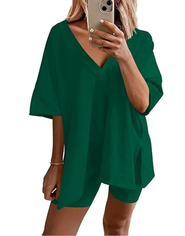 Sportswear  New  Fashion Short-sleeved T-shirt Women's Casual Two-piece High Waist Slimming Shorts display picture 6