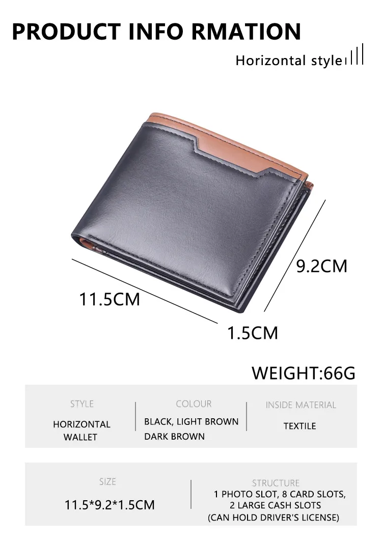 Short Men's Wallet Men's Card Holder New Men's College Students 9 Card Wallet Card Holder Simple Wholesale display picture 3