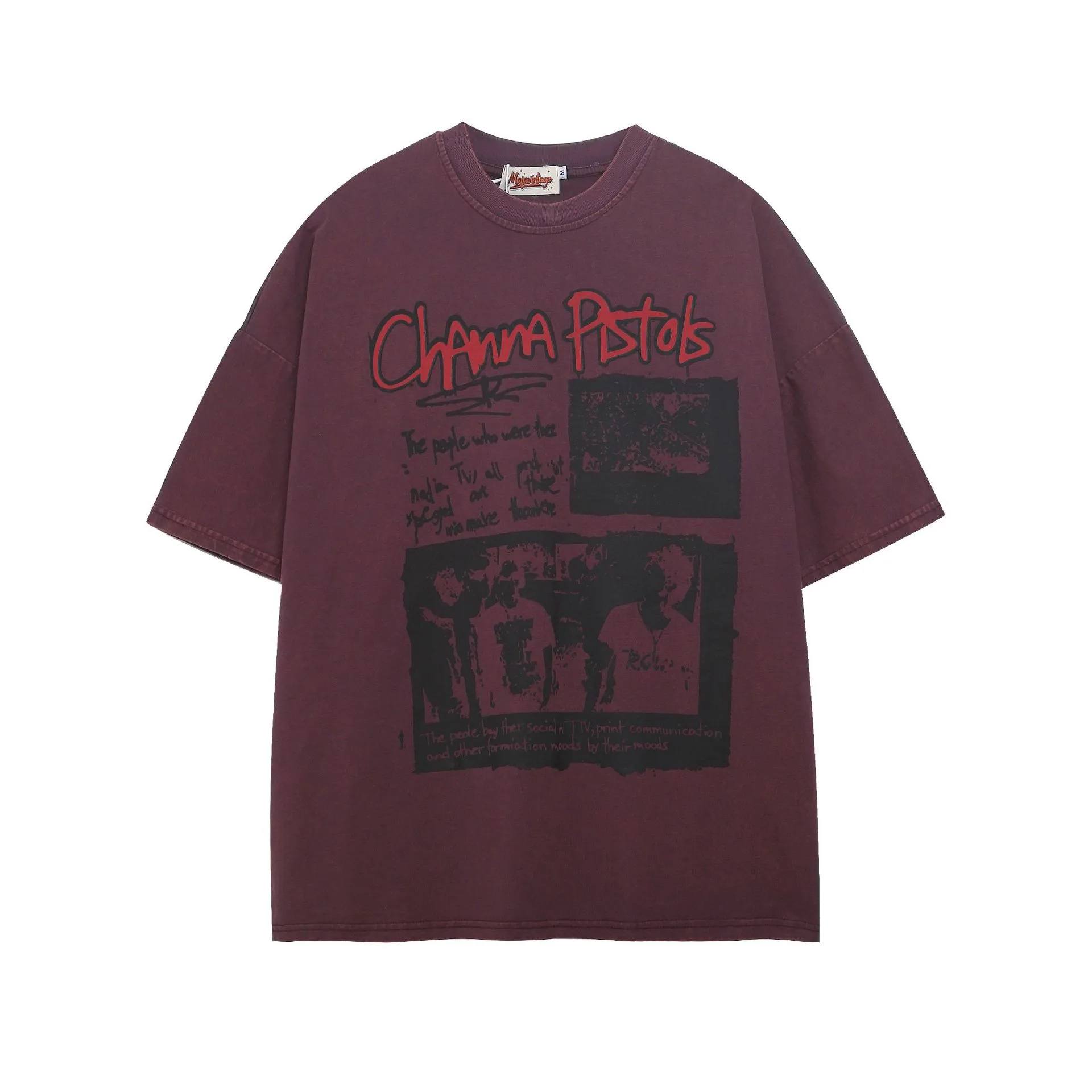 Jiayiku  Summer Short-Sleeved T-Shirt American Retro Hip-Hop Trendy Brand Washed T-Shirt Men's Loose Cotton Bottoming Shirt display picture 3