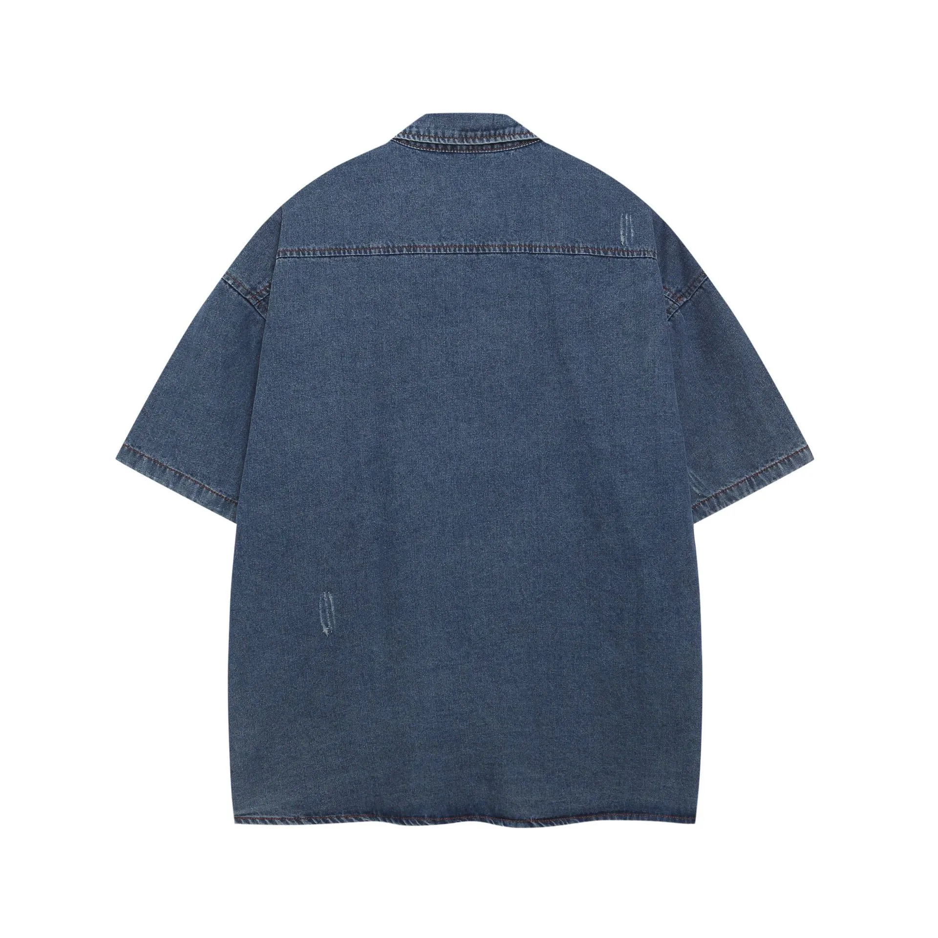 Jiayiku Men's  Summer Shirt American Retro Ins Trend Washed Denim Short Sleeve Loose Jacket display picture 3
