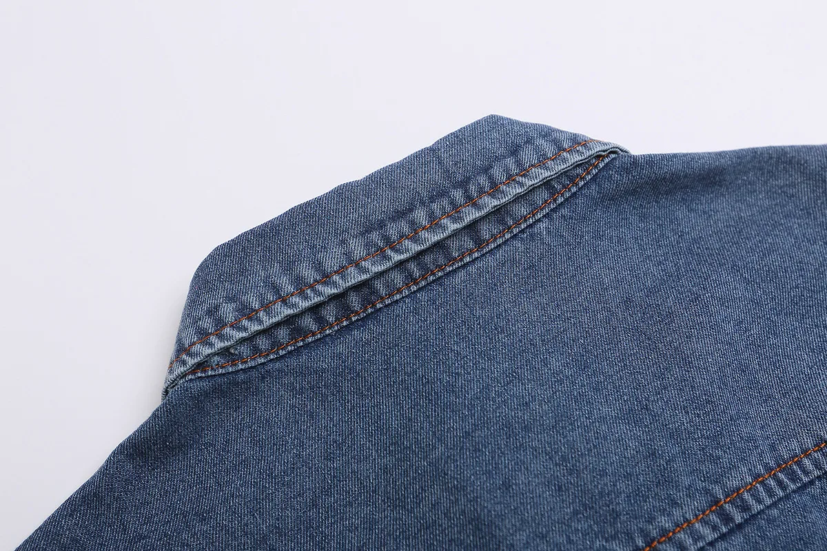 Jiayiku Men's  Summer Shirt American Retro Ins Trend Washed Denim Short Sleeve Loose Jacket display picture 9