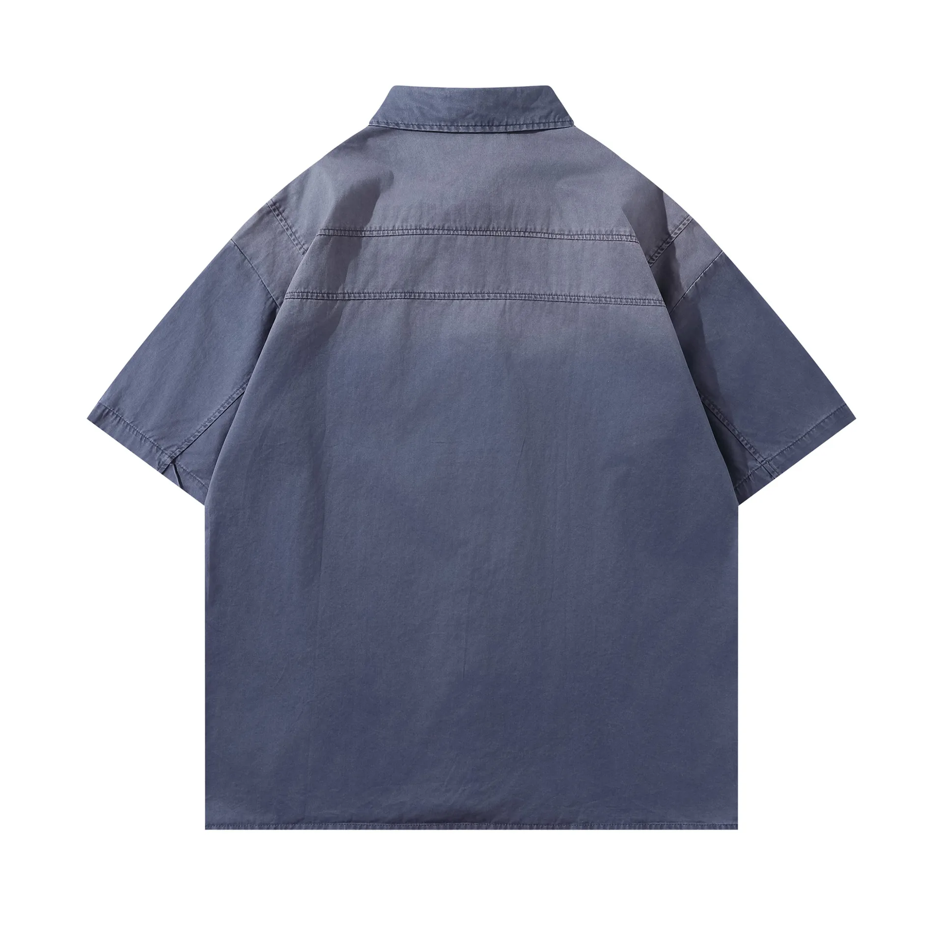 Jiayiku Men's Clothing  New Retro Fashion Brand Shirt Washed And Distressed Handsome National Trend Shirt Short-Sleeved Men And Women display picture 4