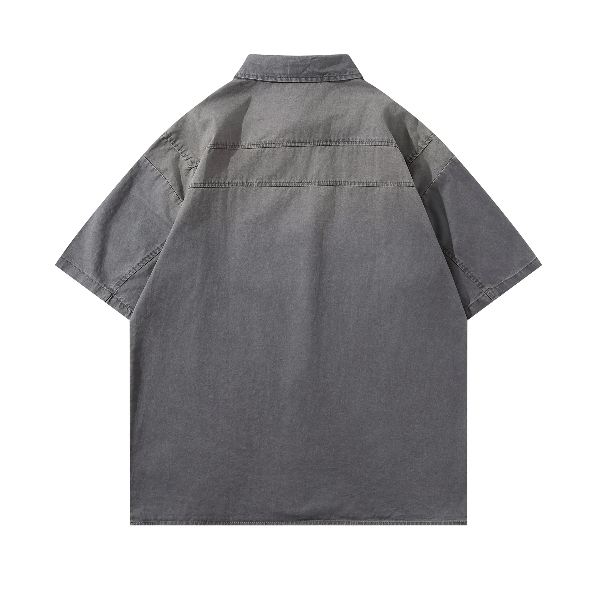 Jiayiku Men's Clothing  New Retro Fashion Brand Shirt Washed And Distressed Handsome National Trend Shirt Short-Sleeved Men And Women display picture 6