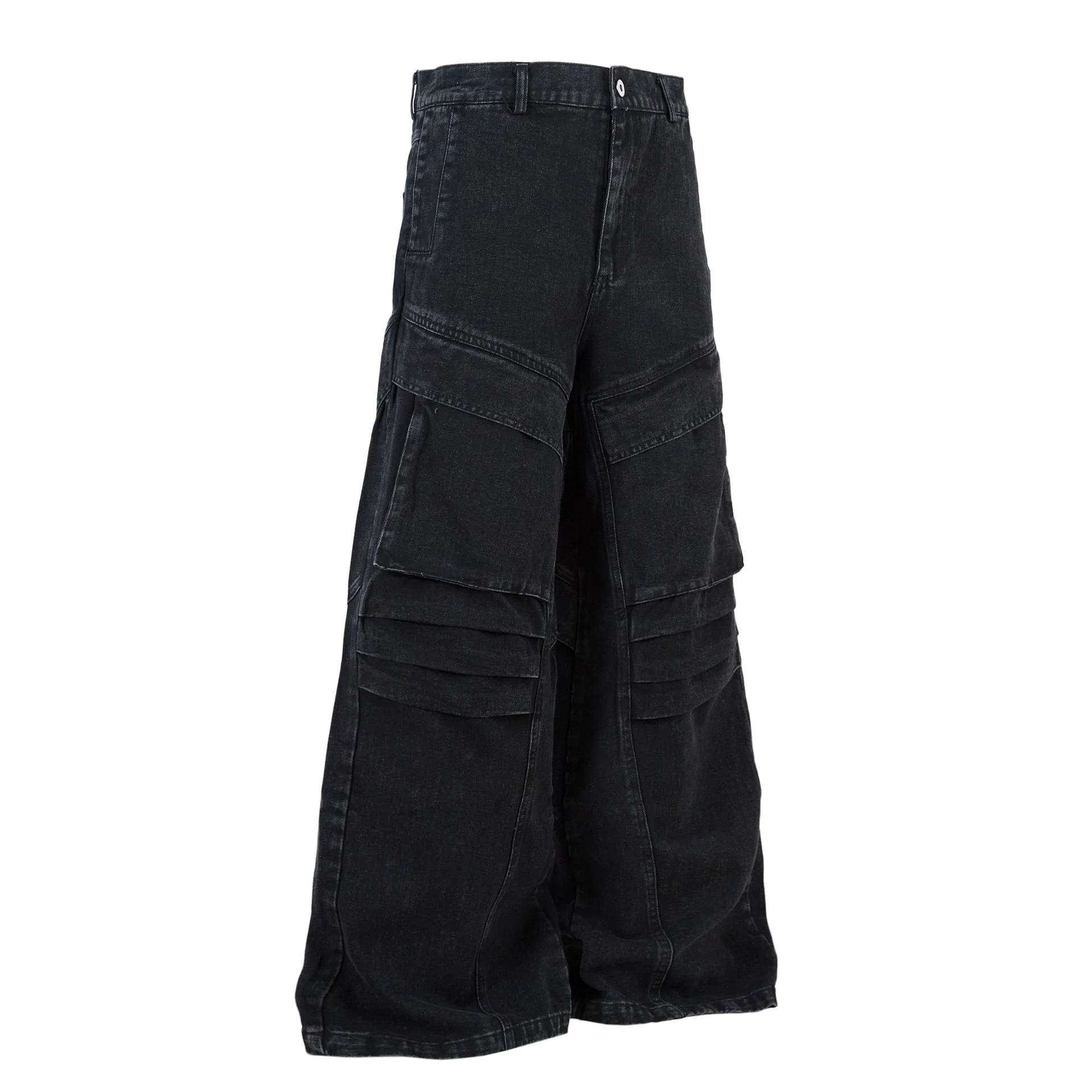 Men's American Street Style Mecha Heavy-Duty Workwear Jeans High Street Ro Style Washed Loose Wide-Leg Pants display picture 5