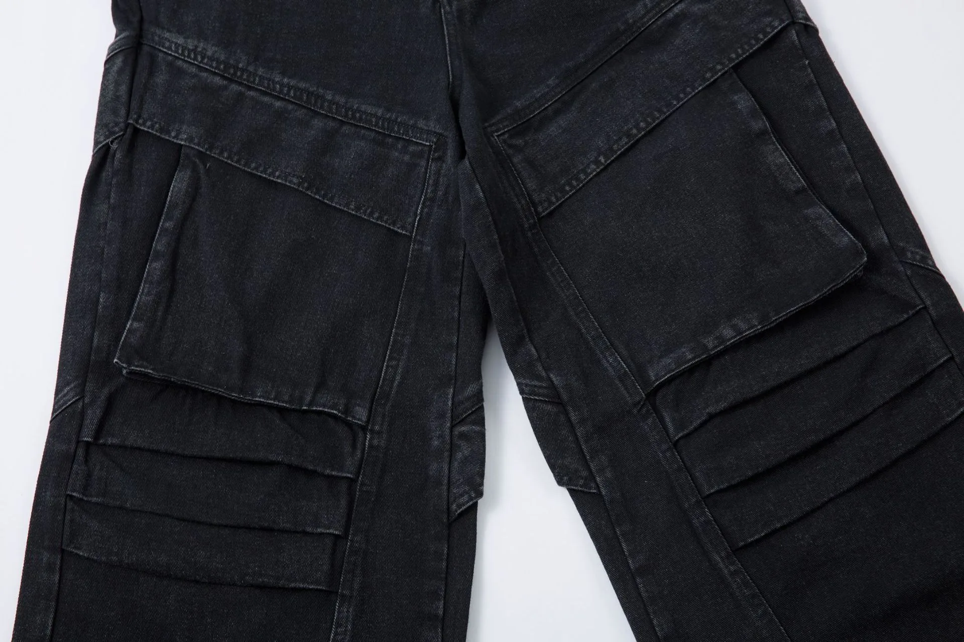 Men's American Street Style Mecha Heavy-Duty Workwear Jeans High Street Ro Style Washed Loose Wide-Leg Pants display picture 7
