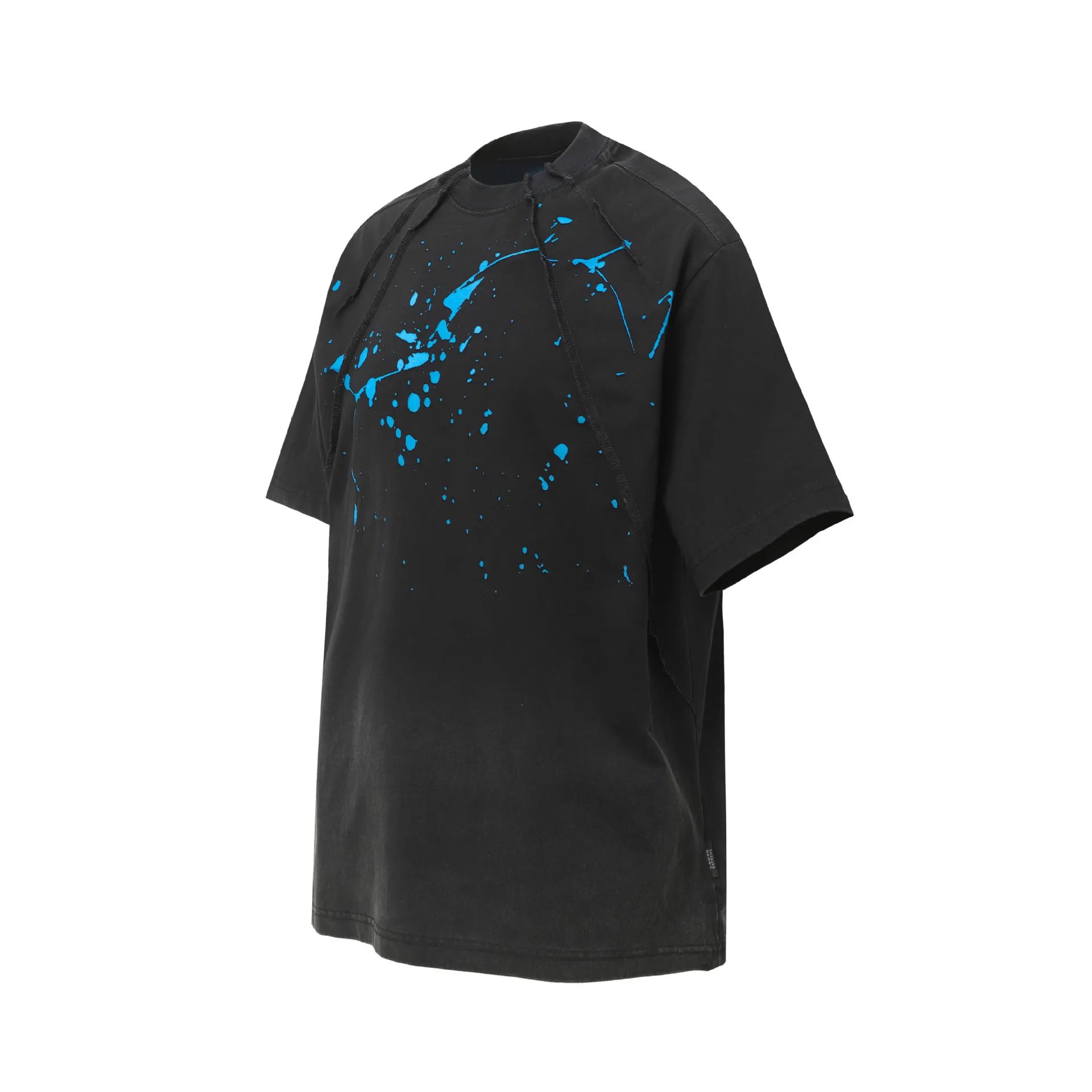 Jiayiku  Summer T-Shirt Men's American Retro Trendy Brand Burnt Flower Hole Heavy Industry Raw Edge Washed T-Shirt Short-Sleeved Men display picture 4