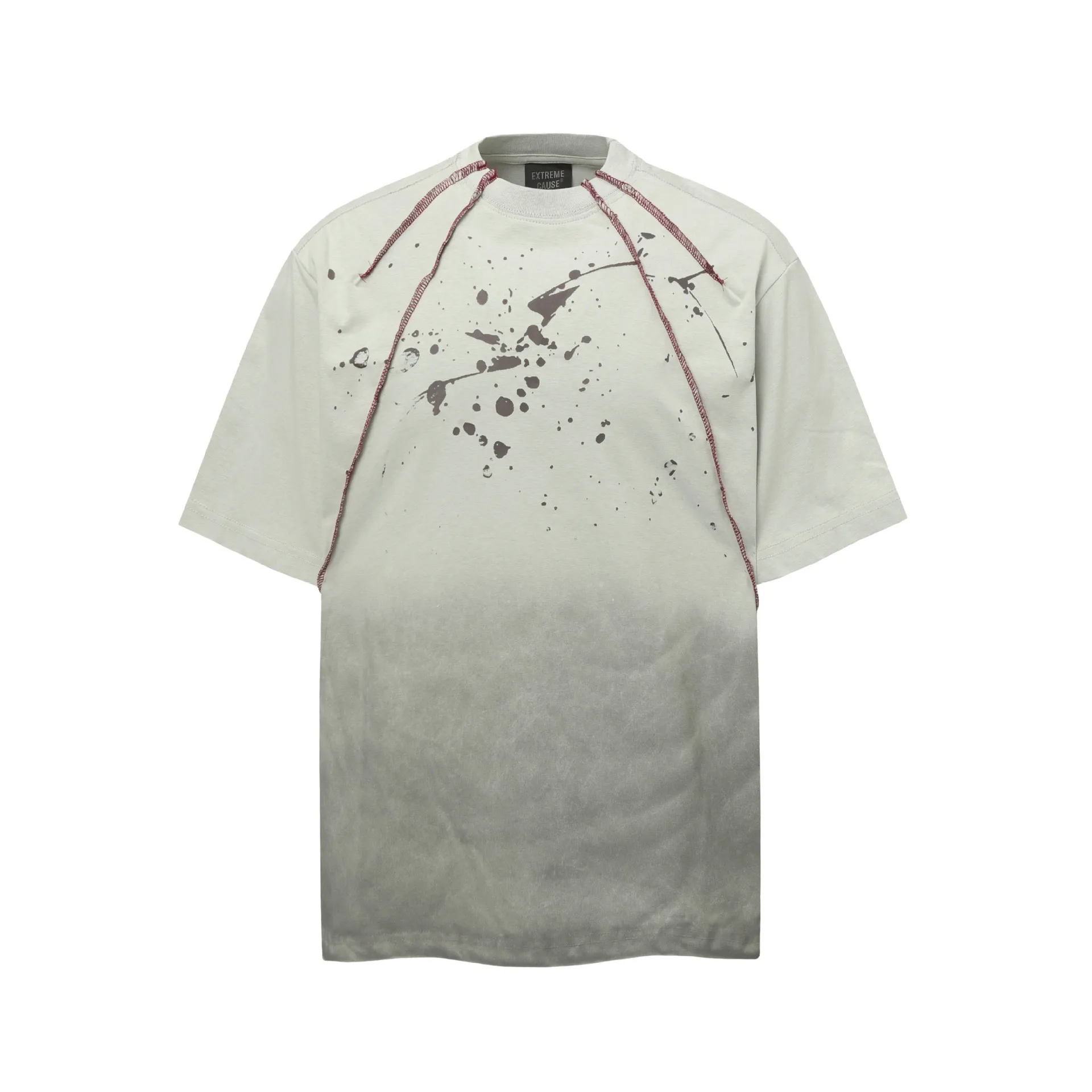 Jiayiku  Summer T-Shirt Men's American Retro Trendy Brand Burnt Flower Hole Heavy Industry Raw Edge Washed T-Shirt Short-Sleeved Men display picture 6