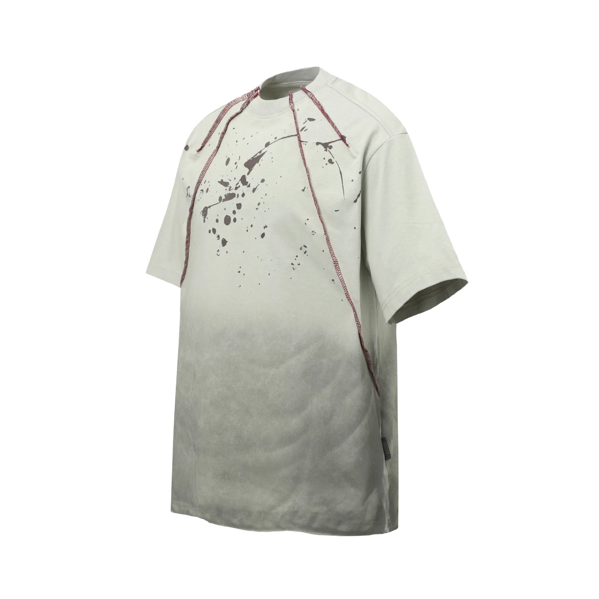 Jiayiku  Summer T-Shirt Men's American Retro Trendy Brand Burnt Flower Hole Heavy Industry Raw Edge Washed T-Shirt Short-Sleeved Men display picture 7