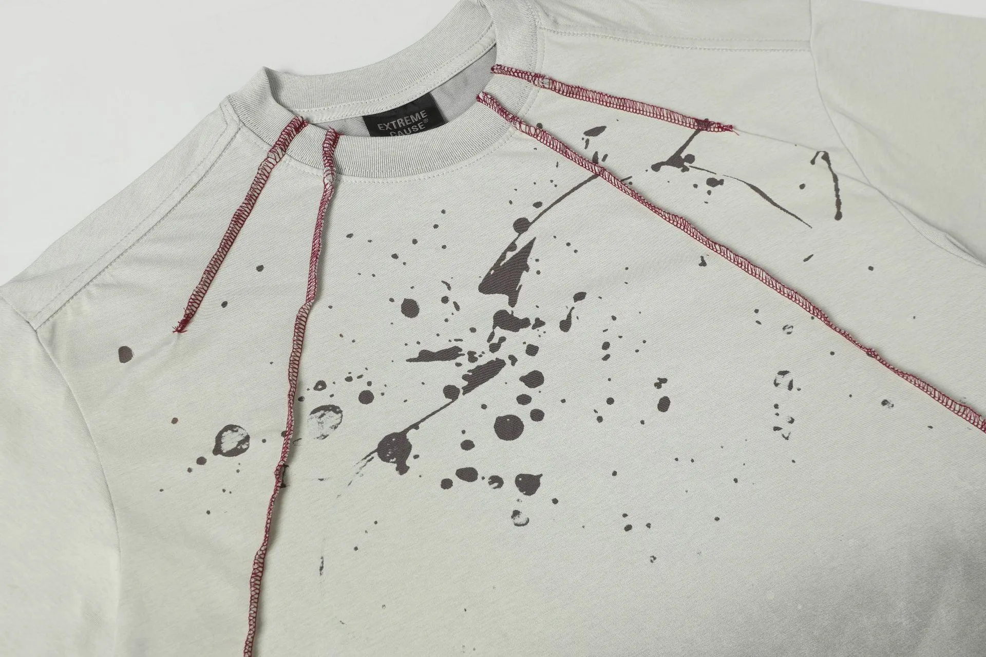 Jiayiku  Summer T-Shirt Men's American Retro Trendy Brand Burnt Flower Hole Heavy Industry Raw Edge Washed T-Shirt Short-Sleeved Men display picture 21